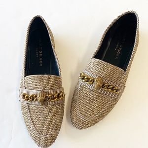 Kurt Geiger London gold sparkle smoking flats sz 41